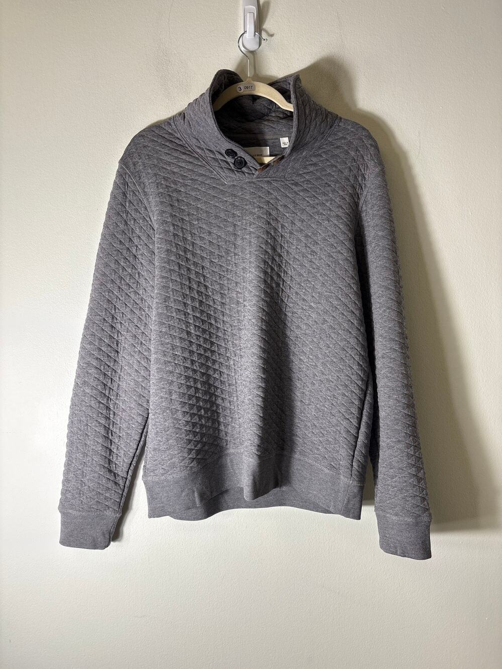Mens Billy Reid Gray Quilted Pullover Sz M